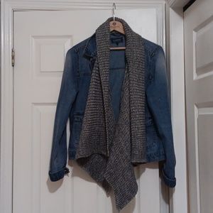 🩵Ci Sono debim button up jacket with knit inserts along each side Size L